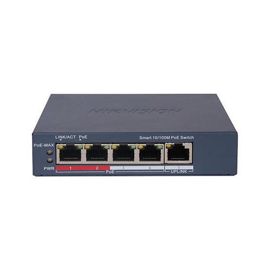 Switch Smart Managed 4 porturi HIKVISION DS-3E1105P-EI(O-STD)V2, Extended PoE, Watchdog