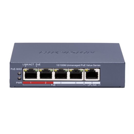 Switch 4 porturi HIKVISION DS-3E0105P-E/M(C), Extended PoE