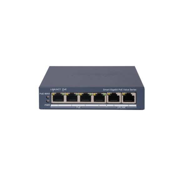 Switch Smart Managed 4 porturi HIKVISION DS-3E1506P-EI/M, Extended PoE, Watchdog